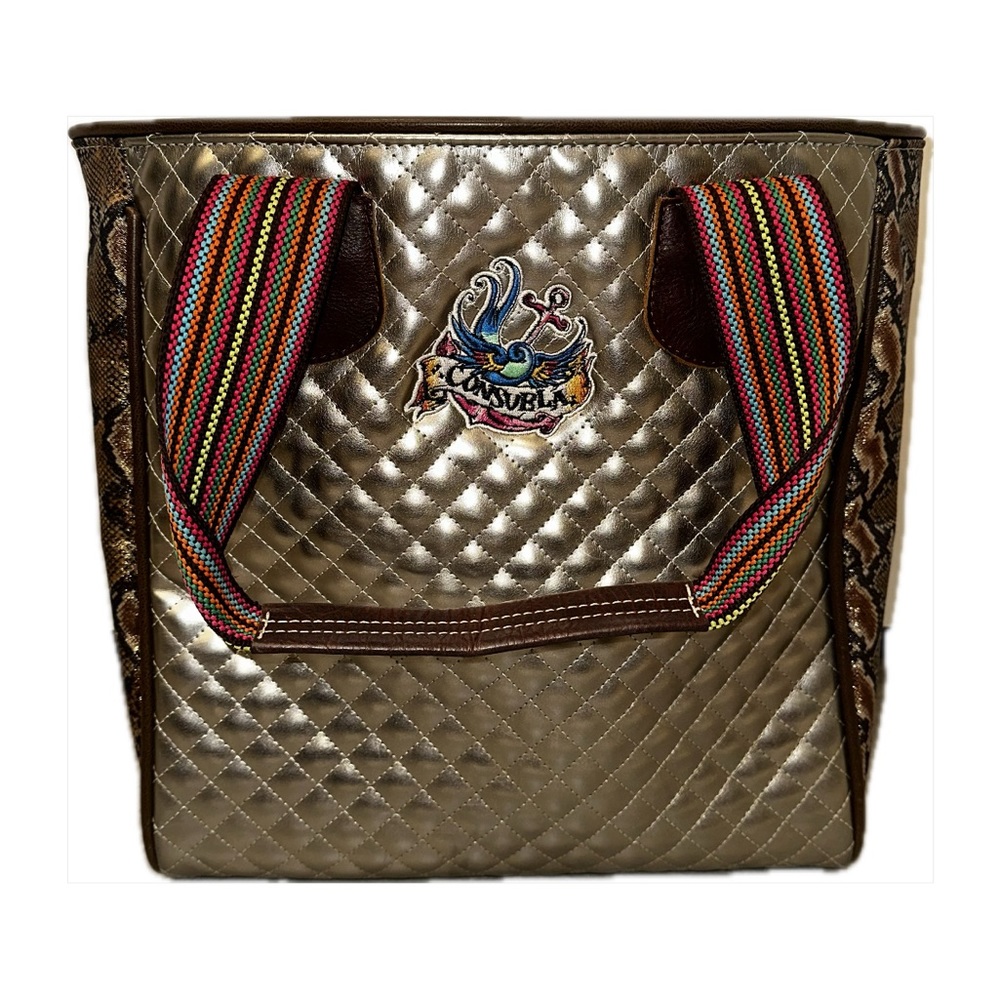 Silver and snake print Consuela tote